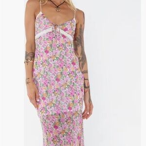 Floral Lace Trim maxi dress